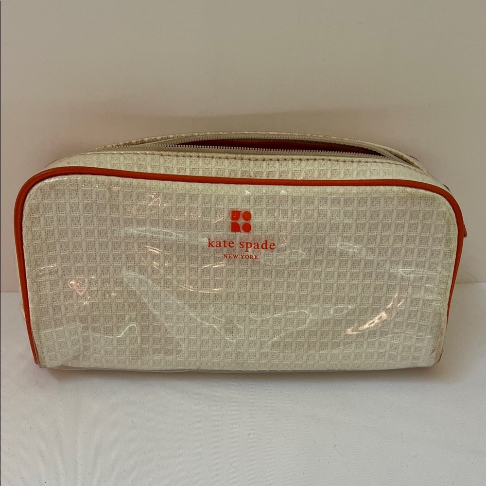 Kate Spade Ivory and Red Travel makeup case